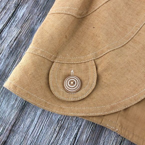 70’s Vintage Cropped The Strawberry Plant Camel Collarless Vest - Picture 4 of 9